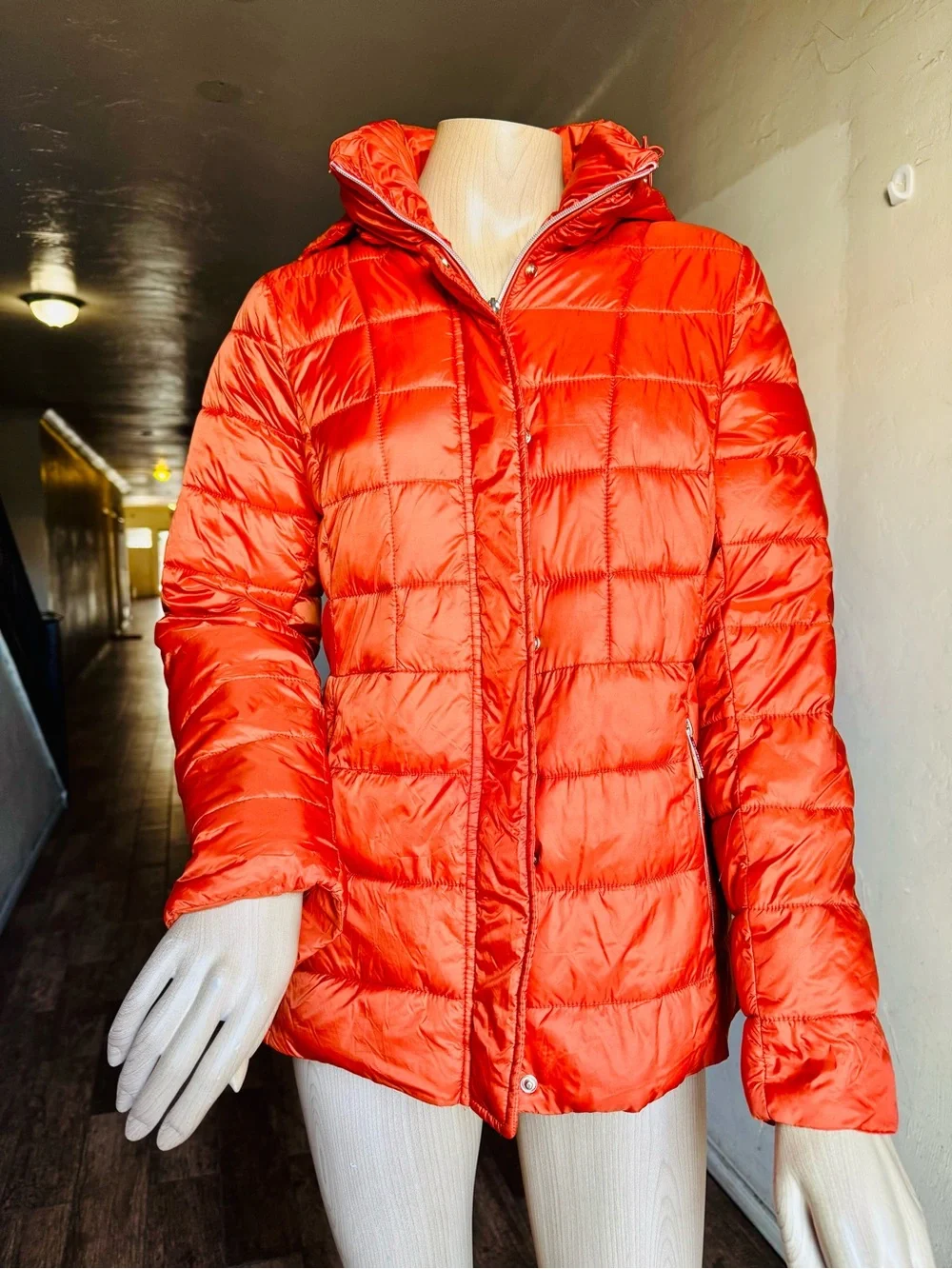 MICHAEL Michael Kors Women's Packable Puffer Jacket - Orange (Size M)